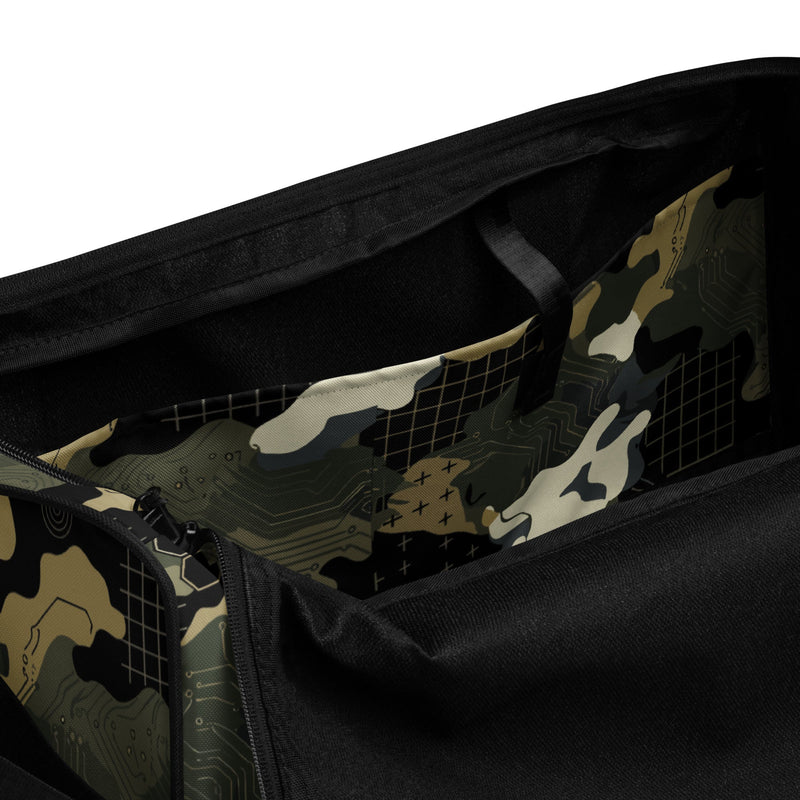 Gridveil Circuit Woodland CAMO Duffle Bag