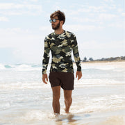 Gridveil Circuit Woodland CAMO Mens Long-Sleeve Rash Guard - XS - LS