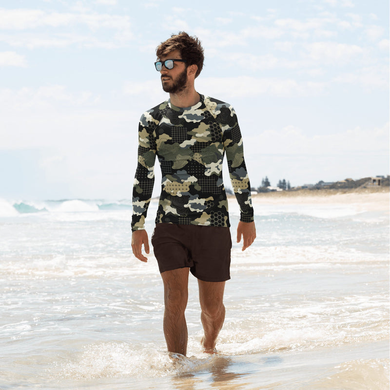 Gridveil Circuit Woodland CAMO Mens Long-Sleeve Rash Guard - XS - LS