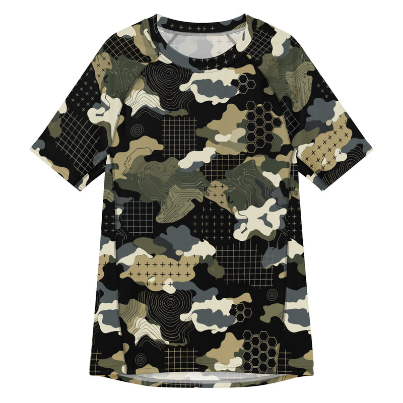 Gridveil Circuit Woodland CAMO Mens Short-Sleeve Rash Guard - 2XS - SS