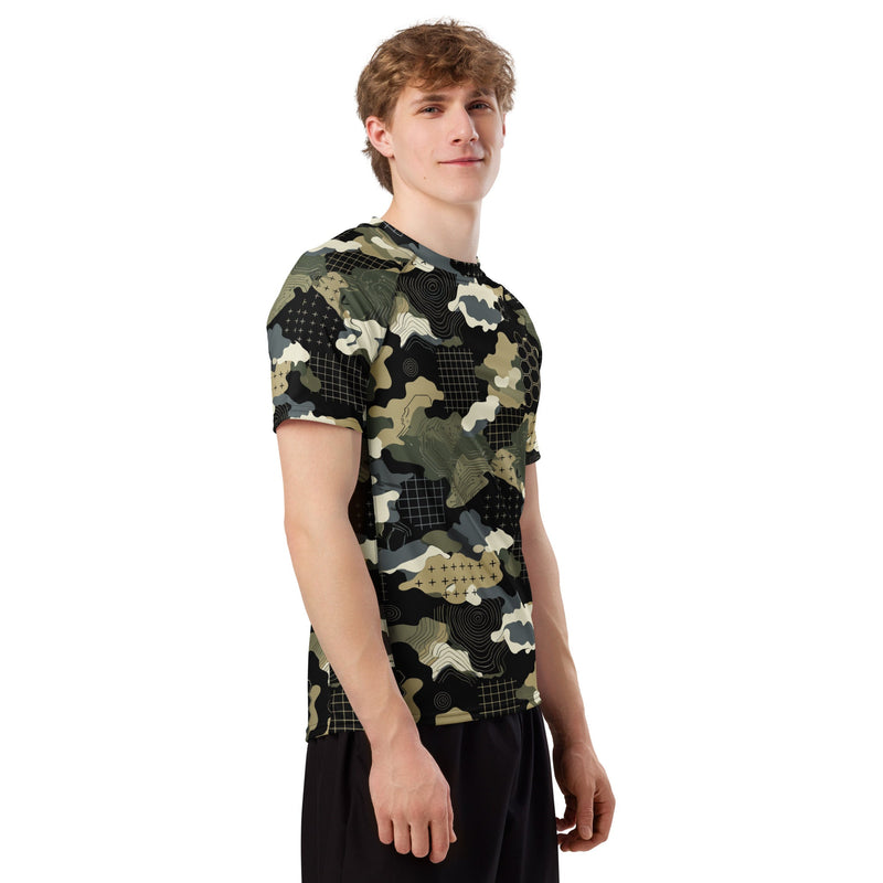 Gridveil Circuit Woodland CAMO Mens Short-Sleeve Rash Guard - SS