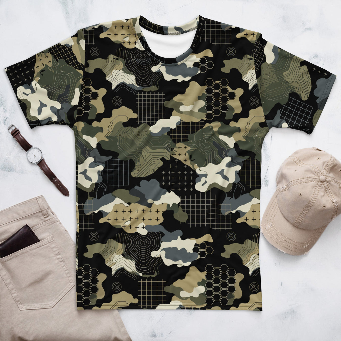 Gridveil Circuit Woodland CAMO Mens T-Shirt - XS - Shirt - Tee