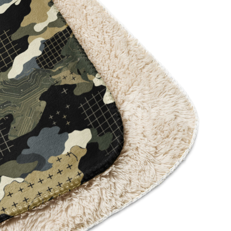 Gridveil Circuit Woodland CAMO Sherpa Blanket