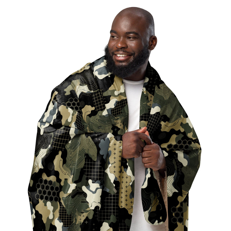 Gridveil Circuit Woodland CAMO Sherpa Blanket