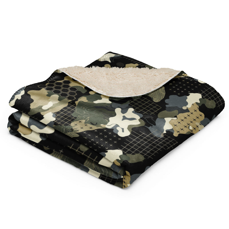 Gridveil Circuit Woodland CAMO Sherpa Blanket