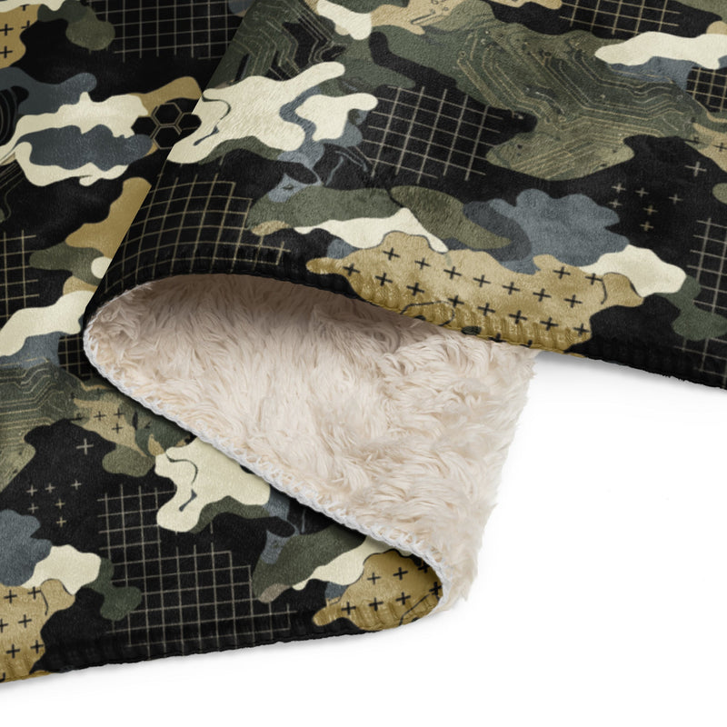 Gridveil Circuit Woodland CAMO Sherpa Blanket
