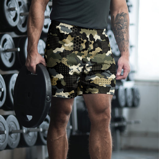 Gridveil Circuit Woodland CAMO Unisex Athletic Long Shorts - 2XS