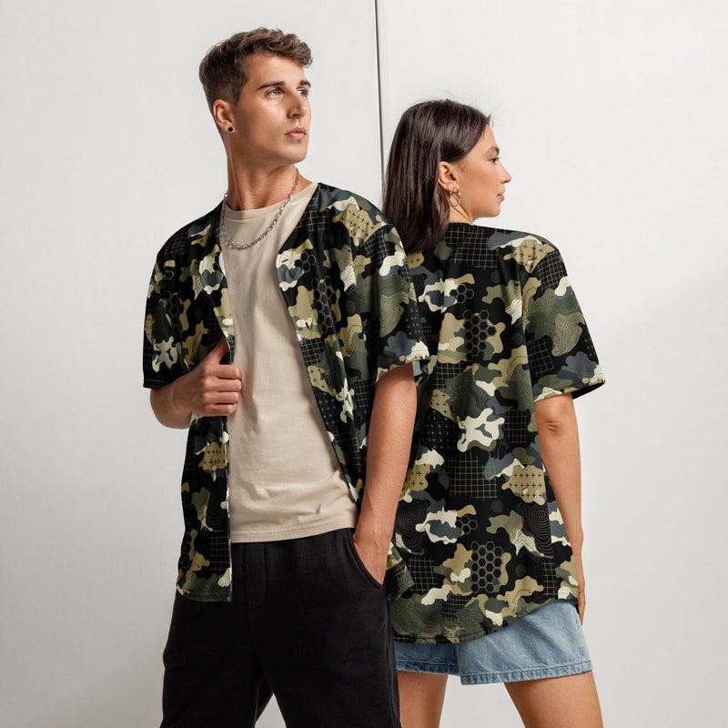 Gridveil Circuit Woodland CAMO Unisex Baseball Jersey - 2XS