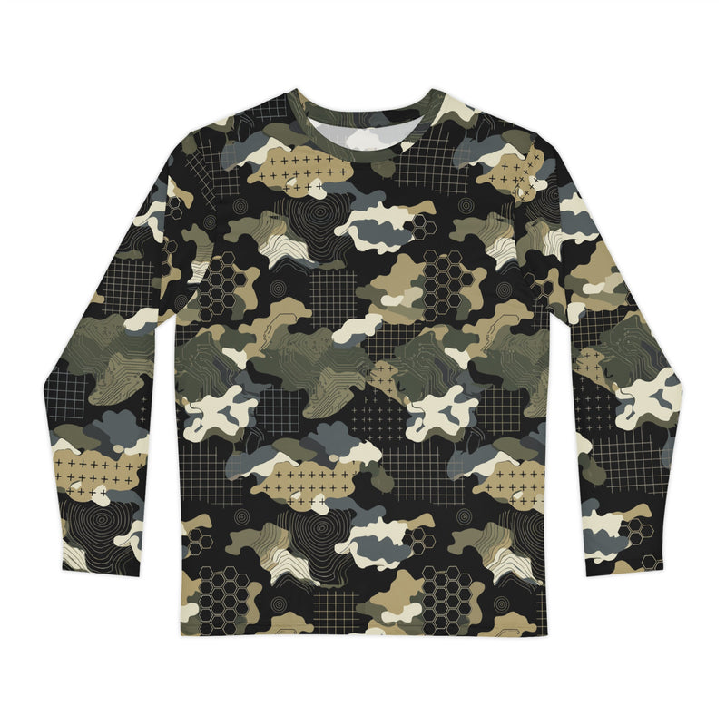 Gridveil Circuit Woodland CAMO Unisex Long-Sleeve Shirt - XS