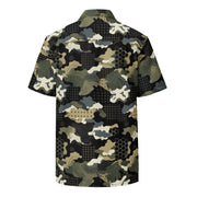 Gridveil Circuit Woodland CAMO Unisex Short-Sleeve Button Shirt - Button-Up
