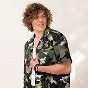 Gridveil Circuit Woodland CAMO Unisex Short-Sleeve Button Shirt - Button-Up
