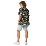 Gridveil Circuit Woodland CAMO Unisex Short-Sleeve Button Shirt - Button-Up