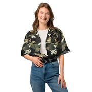 Gridveil Circuit Woodland CAMO Unisex Short-Sleeve Button Shirt - Button-Up