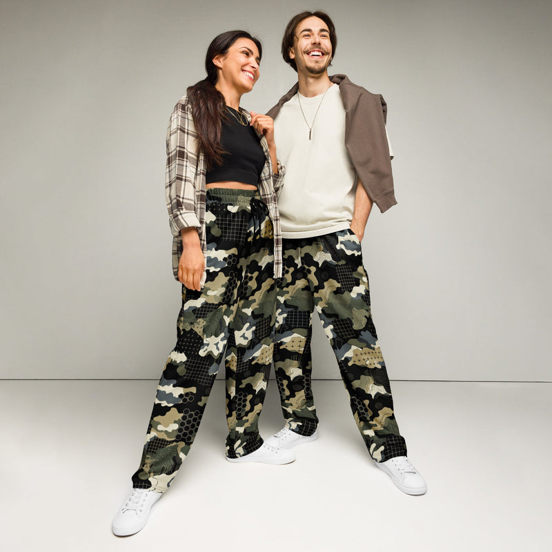Gridveil Circuit Woodland CAMO Unisex Wide-Leg Joggers - 2XS