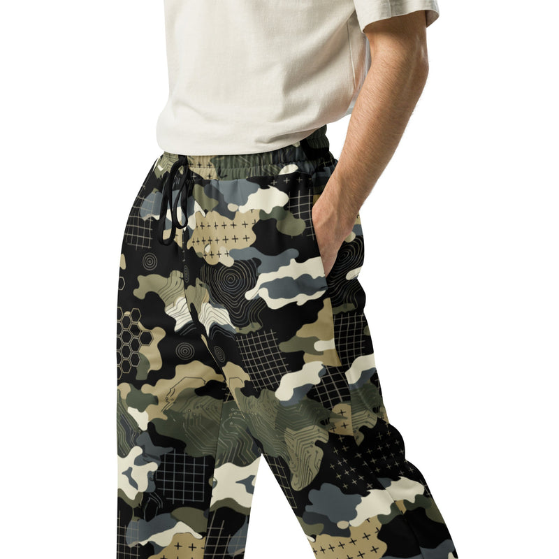 Gridveil Circuit Woodland CAMO Unisex Wide-Leg Joggers