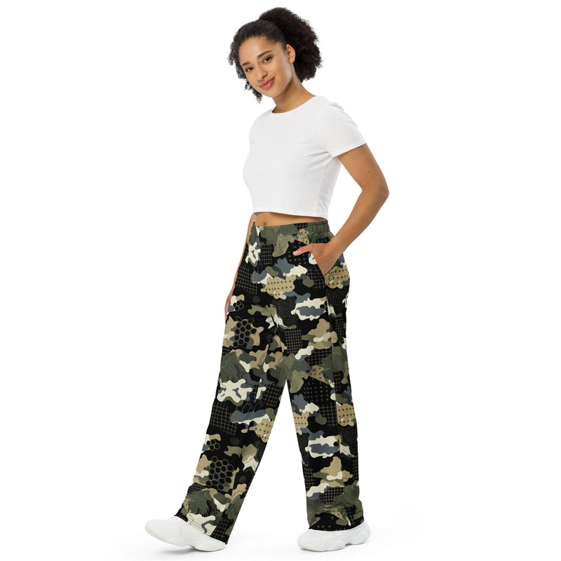 Gridveil Circuit Woodland CAMO Unisex Wide-Leg Leisure Pants - Pant