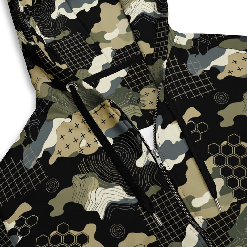 Gridveil Circuit Woodland CAMO Unisex Zip Hoodie