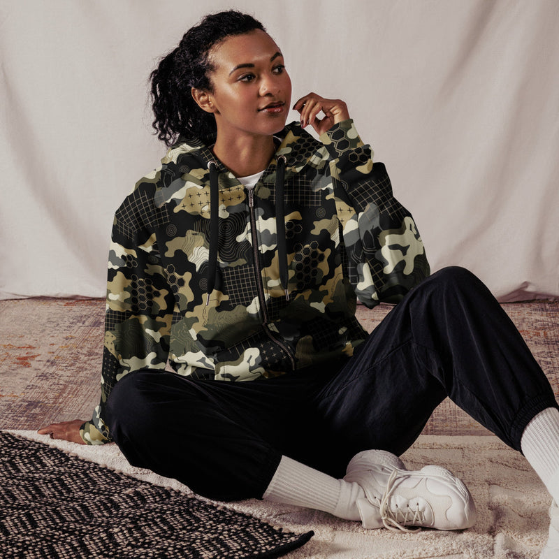 Gridveil Circuit Woodland CAMO Unisex Zip Hoodie