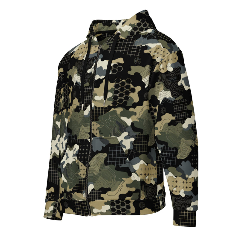 Gridveil Circuit Woodland CAMO Unisex Zip Hoodie
