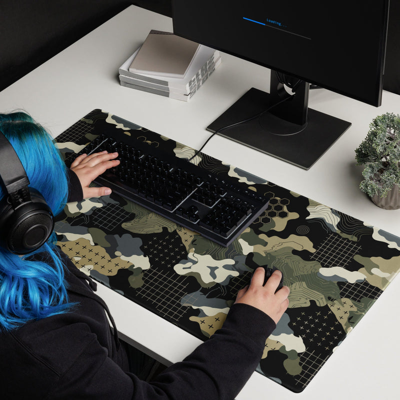 Gridveil Circuit Woodland CAMO Universal Large Desk Pad