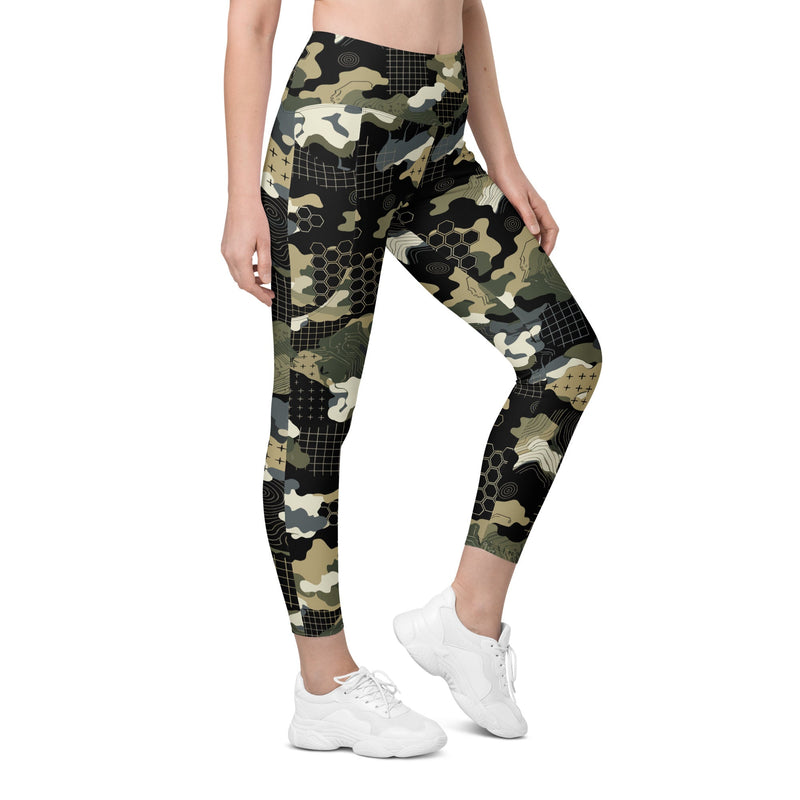 Gridveil Circuit Woodland CAMO Womens Leggings with Pockets - 2XS - Women