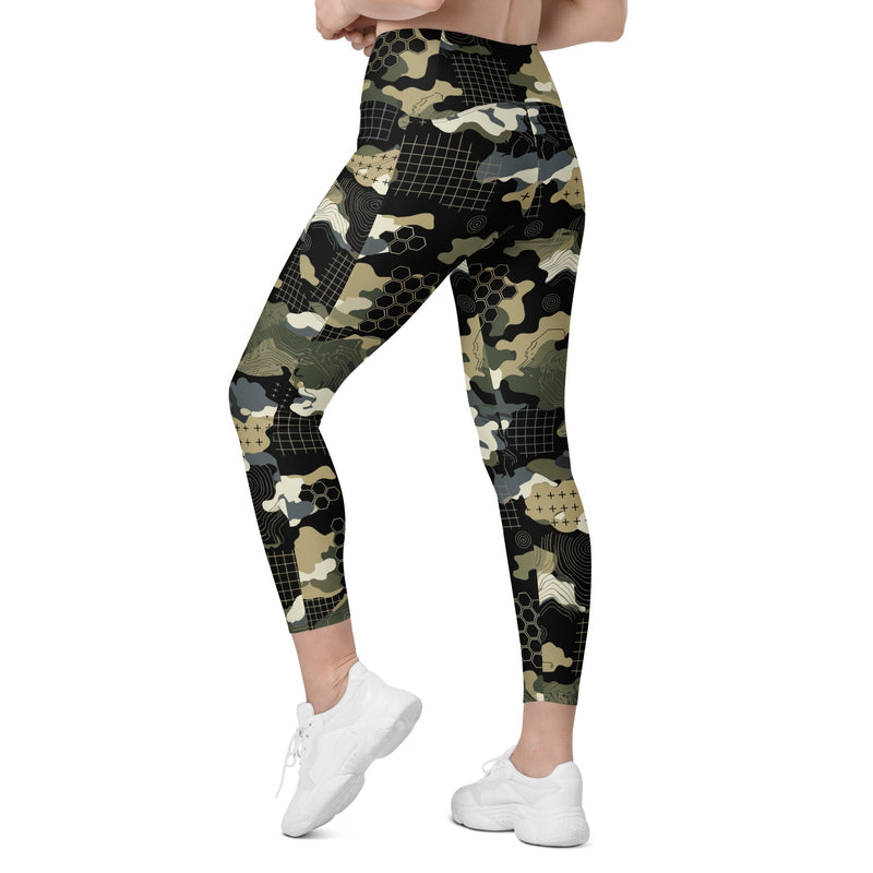 Gridveil Circuit Woodland CAMO Womens Leggings with Pockets - Women