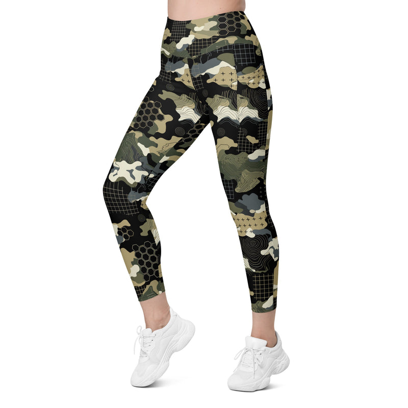 Gridveil Circuit Woodland CAMO Womens Leggings with Pockets - Women