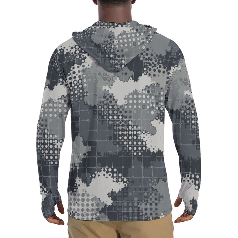 Gridveil Phantom Urban CAMO Mens Sunscreen Sports Hoodie With Thumb Holes