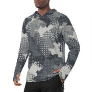 Gridveil Phantom Urban CAMO Mens Sunscreen Sports Hoodie With Thumb Holes - S / White