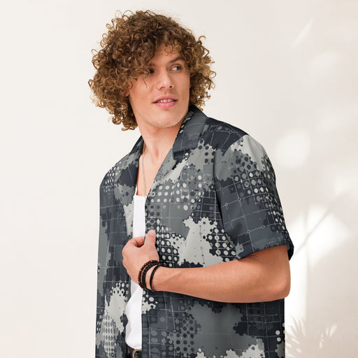 Gridveil Phantom Urban CAMO Unisex Short-Sleeve Button Shirt - 2XS - Button-Up