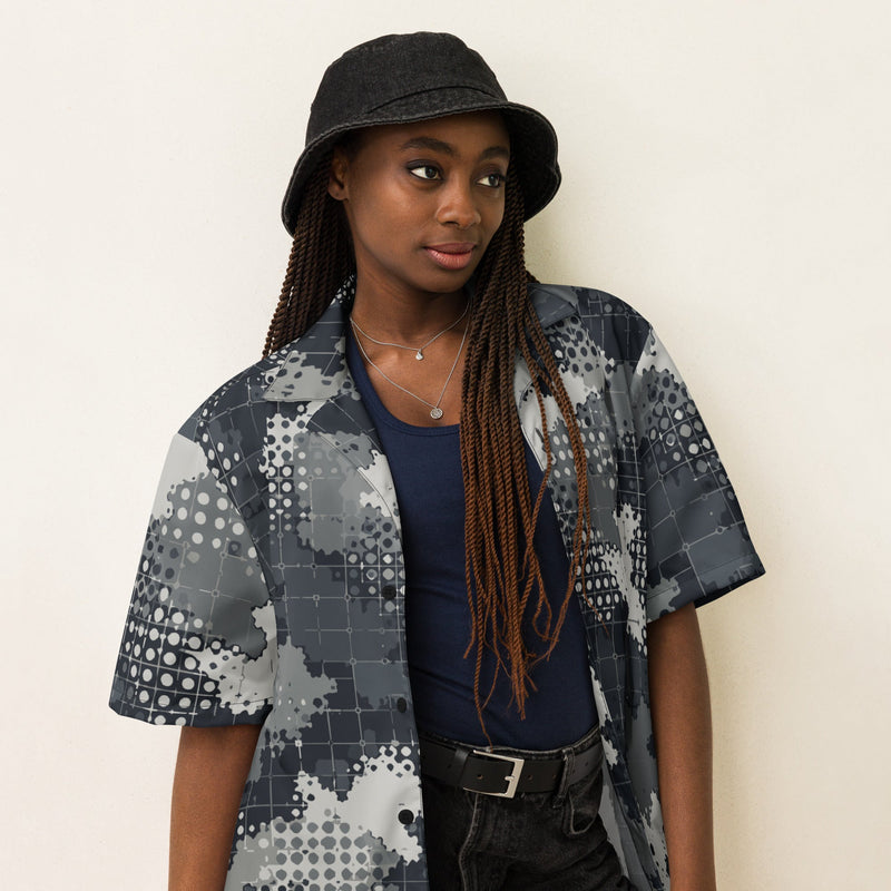 Gridveil Phantom Urban CAMO Unisex Short-Sleeve Button Shirt - Button-Up