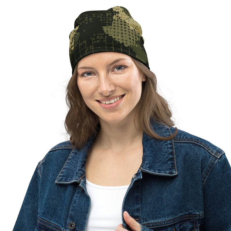 Gridveil Sentinel Olive CAMO Beanie - Head