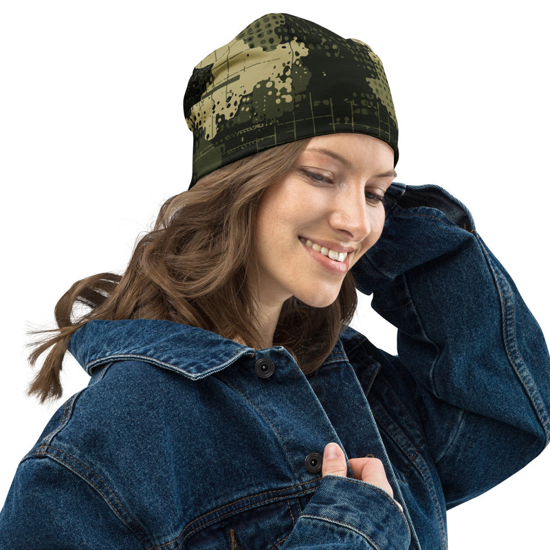 Gridveil Sentinel Olive CAMO Beanie - Head