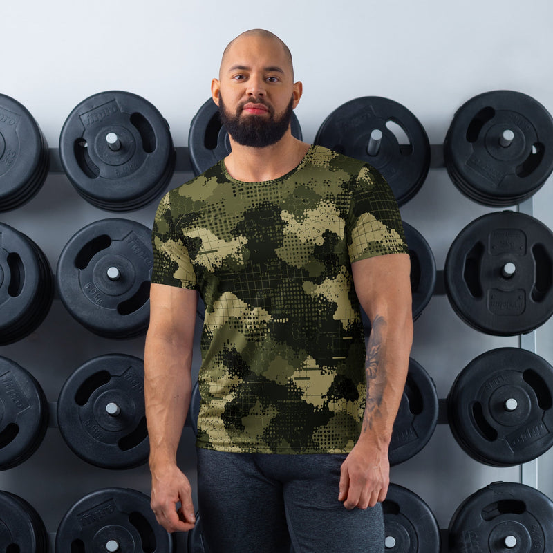 Gridveil Sentinel Olive CAMO Mens Athletic T-Shirt - XS - Shirt