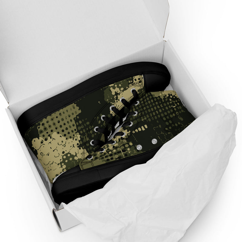Gridveil Sentinel Olive CAMO Mens High-Top Canvas Shoes