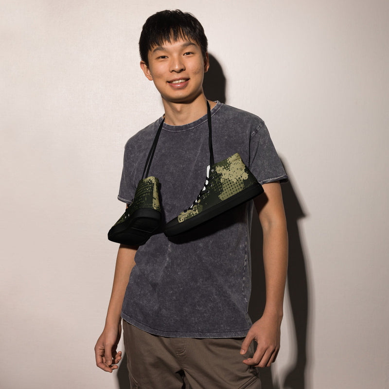 Gridveil Sentinel Olive CAMO Mens High-Top Canvas Shoes