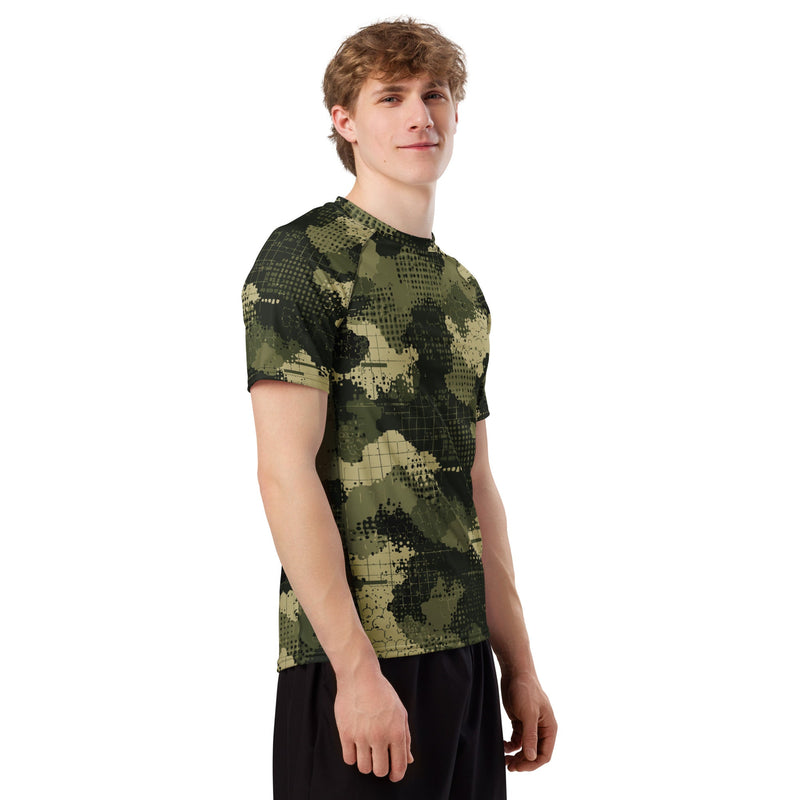 Gridveil Sentinel Olive CAMO Mens Short-Sleeve Rash Guard - SS