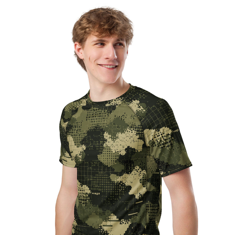 Gridveil Sentinel Olive CAMO Mens Short-Sleeve Rash Guard - SS