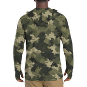 Gridveil Sentinel Olive CAMO Mens Sunscreen Sports Hoodie With Thumb Holes