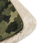 Gridveil Sentinel Olive CAMO Sherpa Blanket