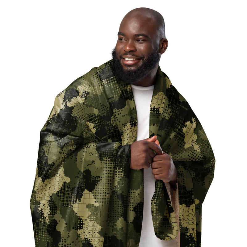 Gridveil Sentinel Olive CAMO Sherpa Blanket