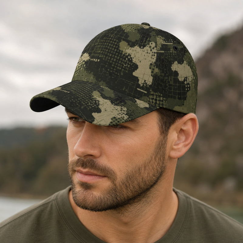 Gridveil Sentinel Olive CAMO Snapback Ball Cap - U / White - Head