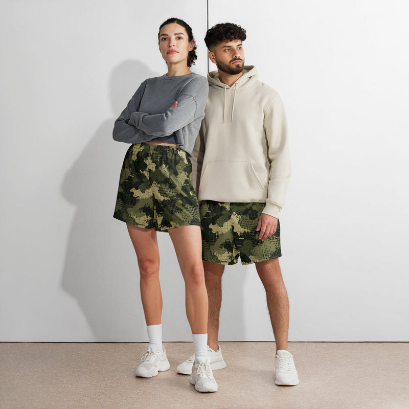 Gridveil Sentinel Olive CAMO Unisex Athletic Long Shorts