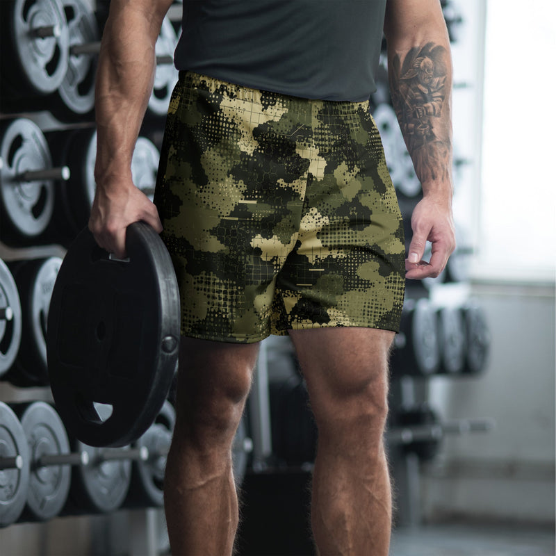 Gridveil Sentinel Olive CAMO Unisex Athletic Long Shorts - XS