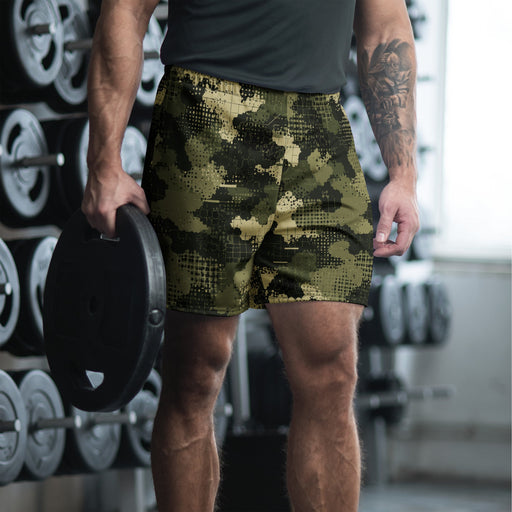 Gridveil Sentinel Olive CAMO Unisex Athletic Long Shorts - XS