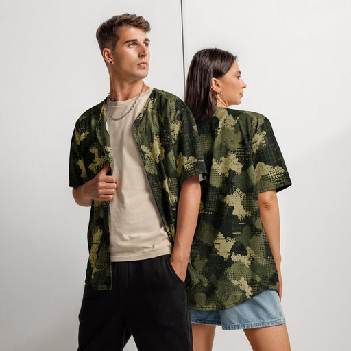 Gridveil Sentinel Olive CAMO Unisex Baseball Jersey - 2XS