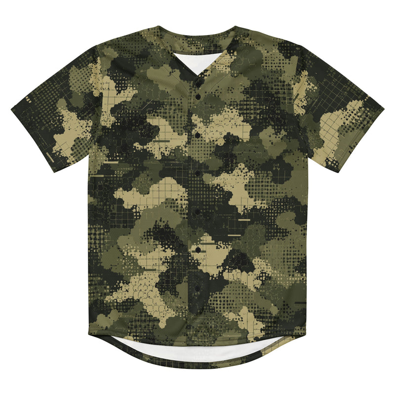 Gridveil Sentinel Olive CAMO Unisex Baseball Jersey