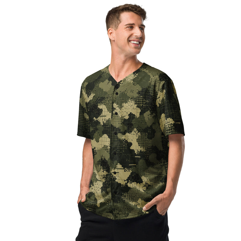 Gridveil Sentinel Olive CAMO Unisex Baseball Jersey