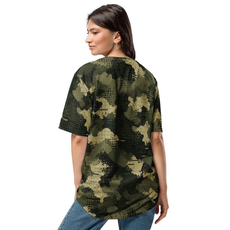 Gridveil Sentinel Olive CAMO Unisex Baseball Jersey