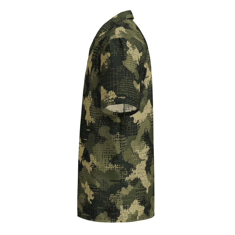Gridveil Sentinel Olive CAMO Unisex Short-Sleeve Button Shirt - Button-Up